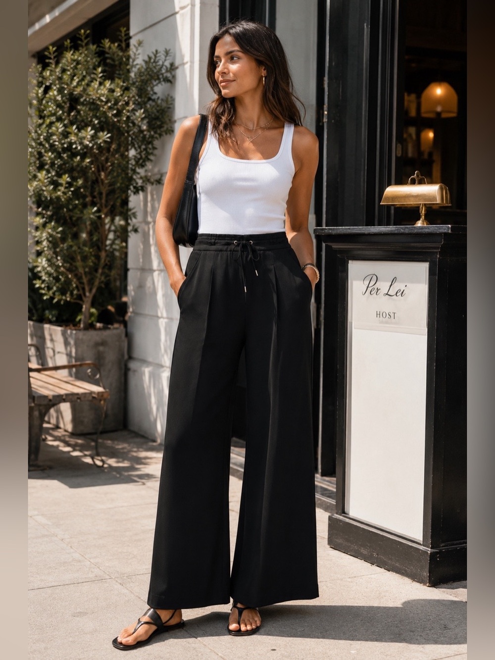 White Birch Black Wide-Leg Pants. 2X